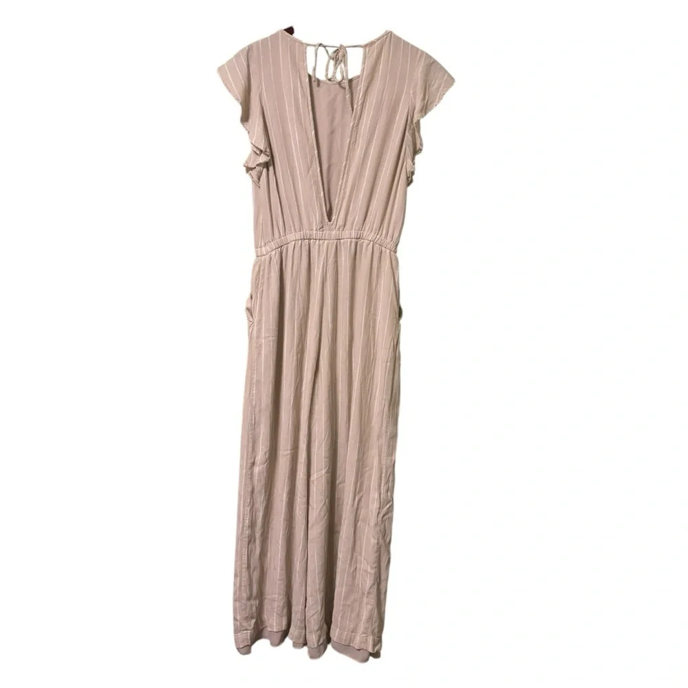 Aritzia Wilfred Fleurette Striped Cream Jumpsuit- Size Large - Picture 4 of 11